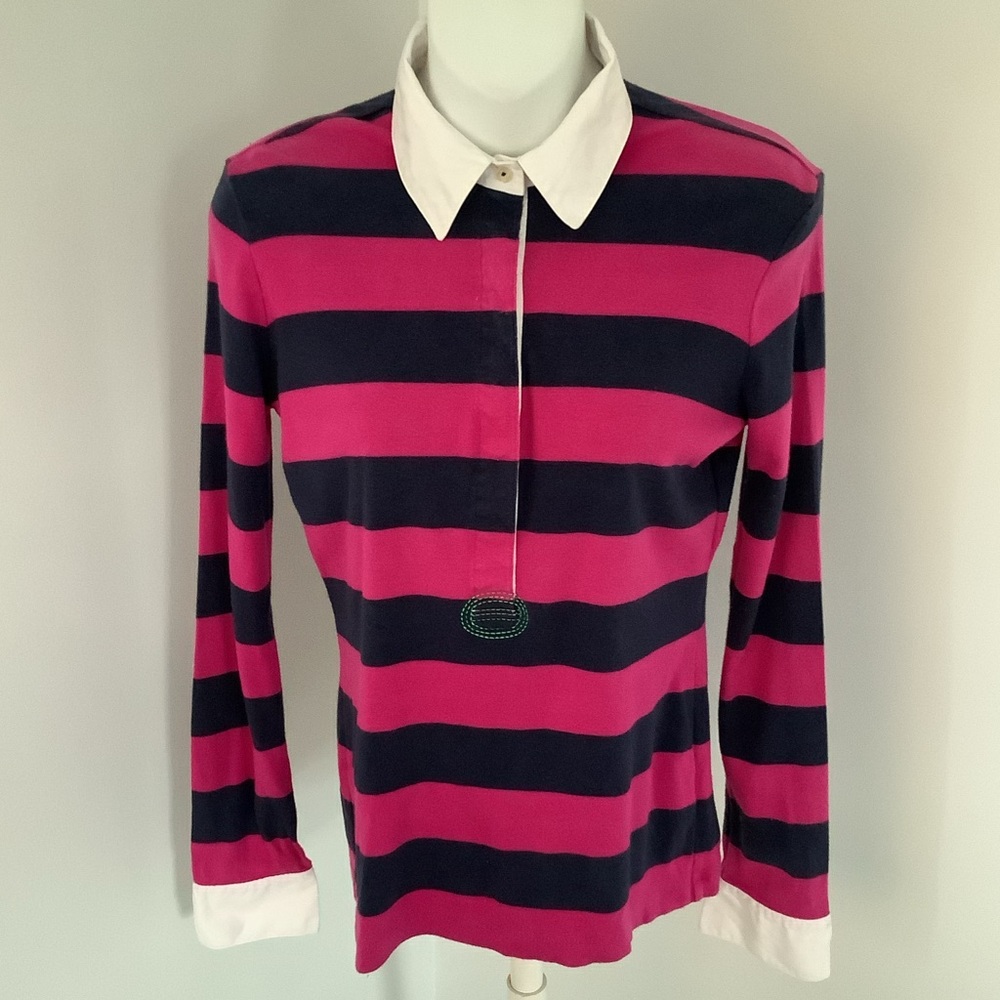 Lilly Pulitzer Magenta/Navy Preppy Rugby Shirt Sz. XS